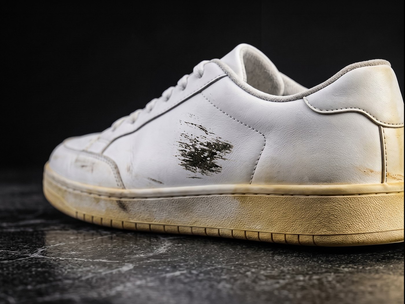 White sneaker care: upper and midsole compared — before